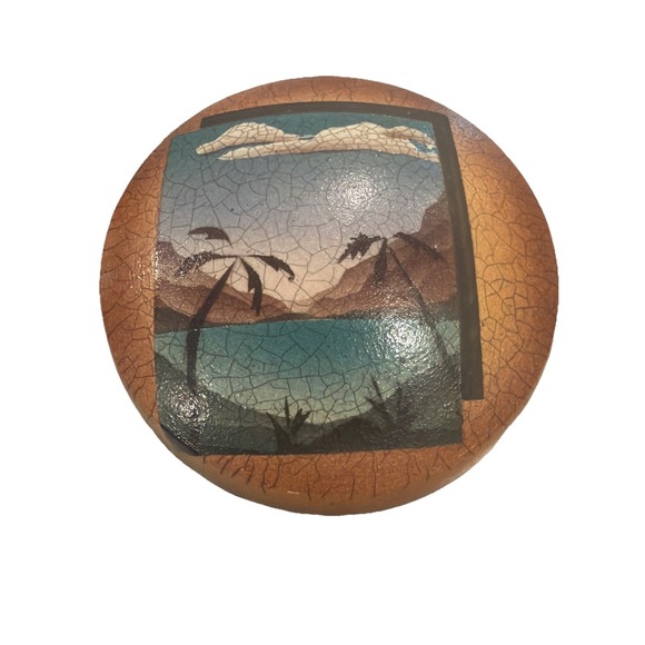 Ken Jensen Other - Vtg Ken‎ Jensen Signed Studio Art Pottery Raku Landscape Dresser Jar 1989 HTF